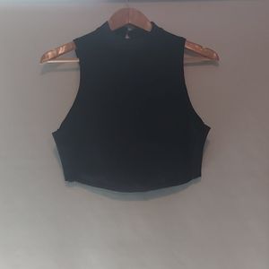 Black crop halter top